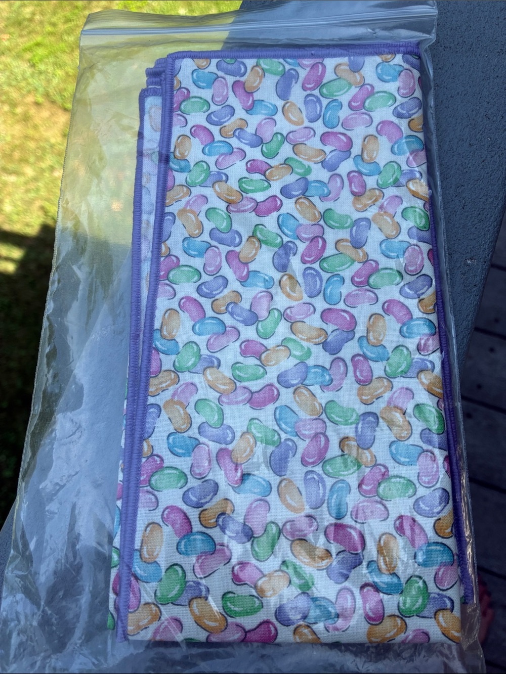 Longaberger Purple Jellybean Print Fabric Napkins - Set of 2 - Picture 4 of 17